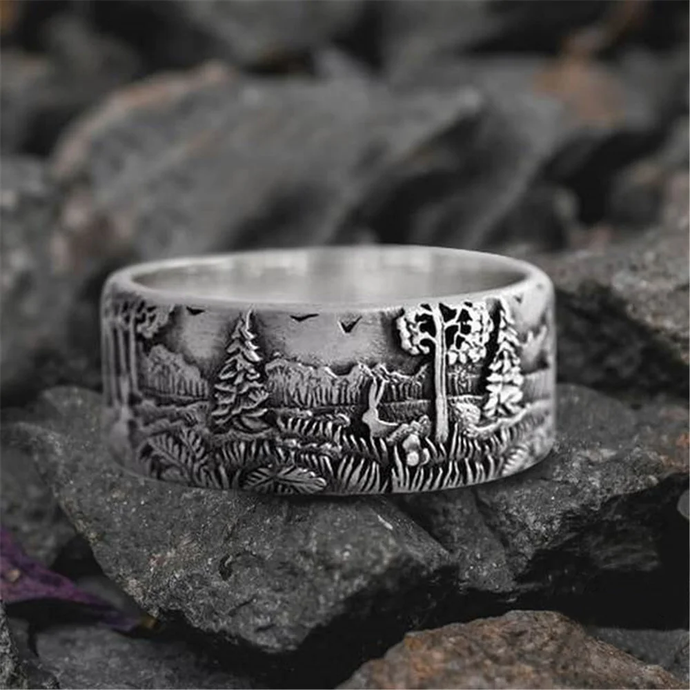 

Tide brand retro gothic couple pattern ring fashion wild men and women rings new creative hip-hop rock accessories jewelry gifts