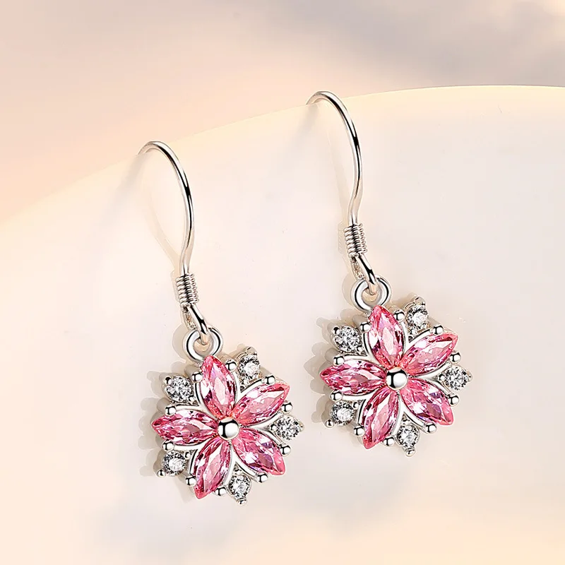 Серьги из серебра 925 пробы с розовым желейным глазом серьги в виде пиона и цветка