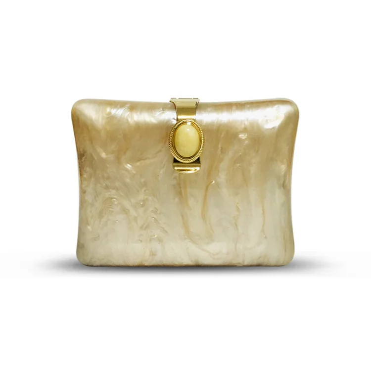 

New Women's Solid Color Acrylic Evening Bag with Marbling Champagne Pearly Lustre Shell Bag Simple Versatile Clutch Bag