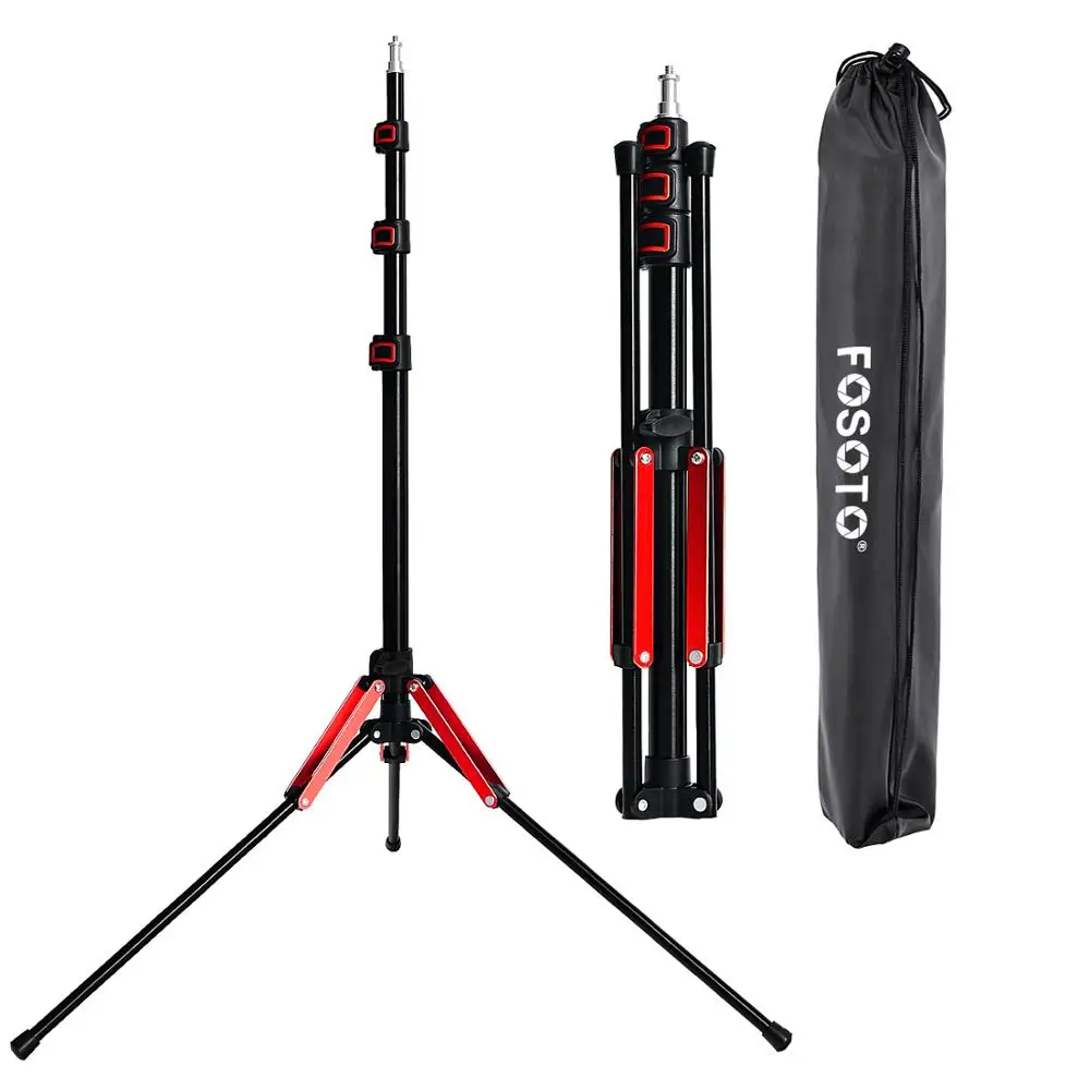 Fosoto FT-195 Red 1/4 Screw Folding Tripod Light Stand For Photo Studio Photography Softbox Video Flash Umbrellas Youtube