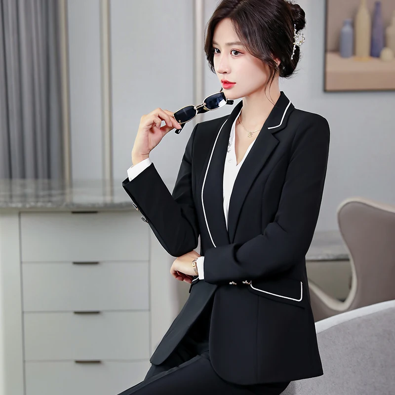 High Quality Fabric Formal Uniform Designs Pantsuits OL Styles Women Business Work Wear Blazer Career Interview Job Trousers Set | Женская