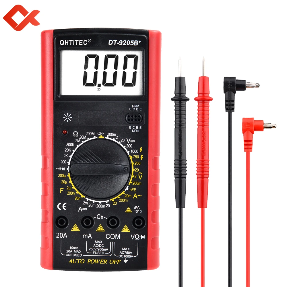 

Цифровой мультиметр QHTITEC DT9205B, 1000 В, 20 А, мультитестер, интеллектуальное измерение емкости, напряжение постоянного и переменного тока, вольтм...