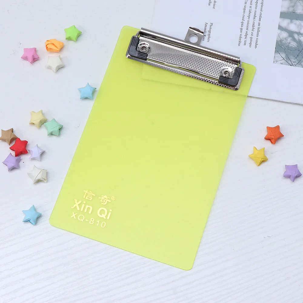 

6Pcs Color Transparent Plate Clipboard Writing Board With Calibration Board Clip Customizable Logo