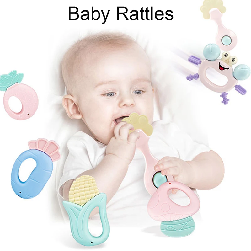 

Детские погремушки для детей возраста от 0 до 12 месяцев для новорожденных в форме мягкого колокольчика Прорезыватели для зубов дрожание рук...