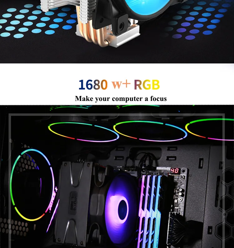 Pccooler RGB кулер для процессора AMD/AM4/INTEL1150 1151, PWM 4PIN 120 мм/12 см вентилятор охлаждения с 4 медными тепловыми трубками
