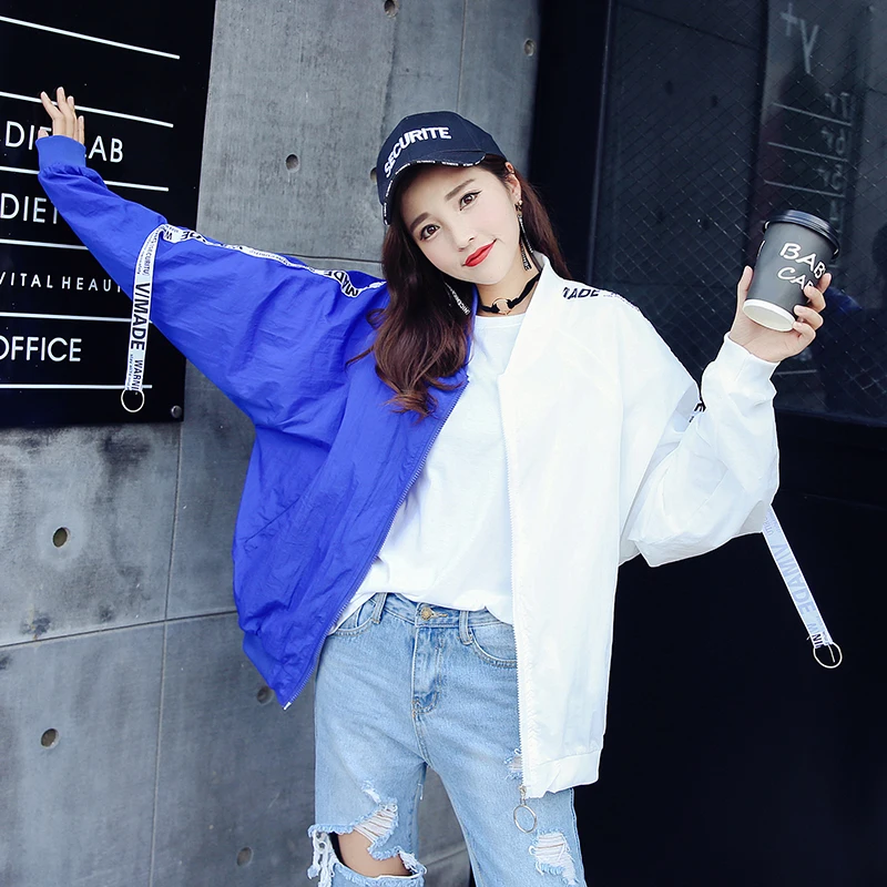 Куртка Женская Базовая с соединением модная тонкая ветровка для девушек верхняя