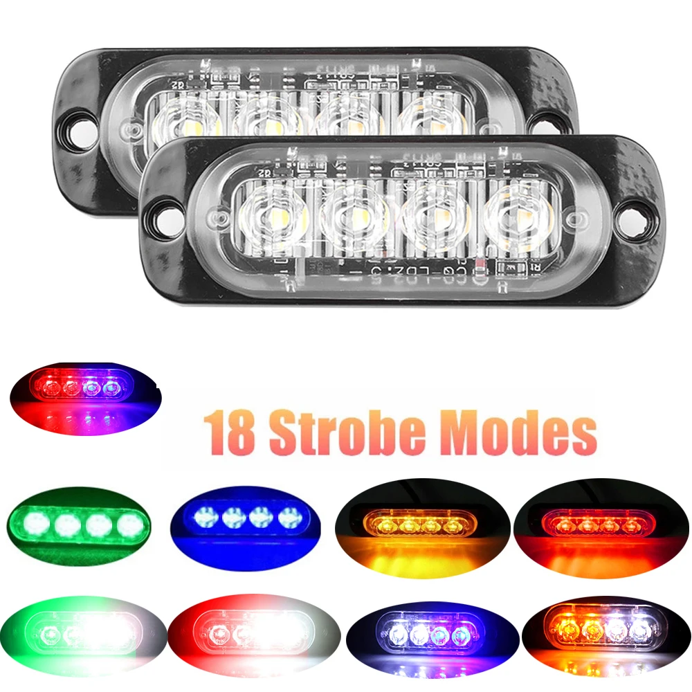 

2 шт. 4 светодиода Автомобильный Стробоскоп сигнальная лампа гриль мигающий аварисветильник свет для автомобиля грузовика прицепа маячок С...