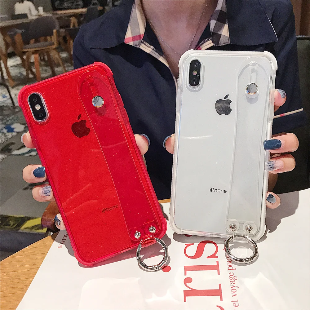NFH Тонкий блестящий браслет ударопрочный чехол для iPhone 6 6S Plus X XS XR XS Max 7 8Plus силиконовый браслет чехол-подставка