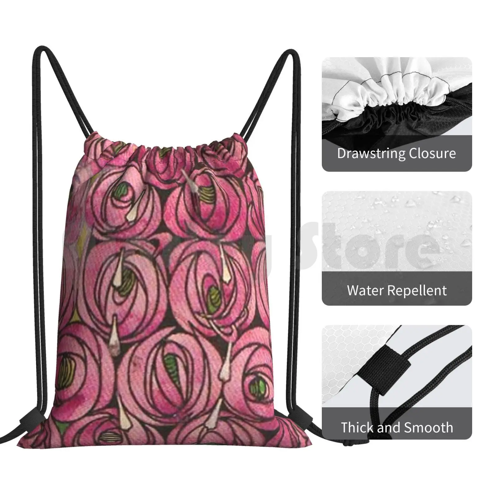 Розы. Школа Глазго. Рюкзак Rennie на шнурке сумка для верховой езды альпинизма