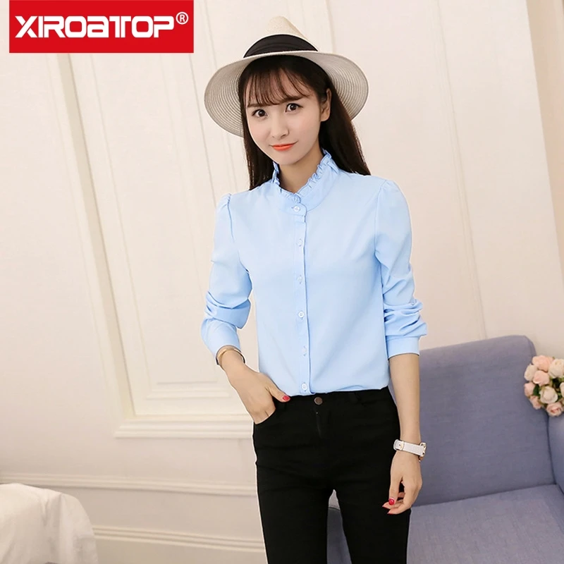 

Solid color Women Blouses Spring Autumn Loose Shirt Women Long Sleeve Fashion Ladies Chiffon Shirt Office Blusas Mujer