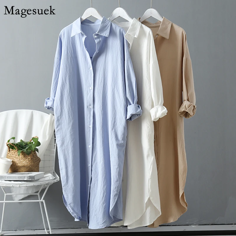 

Fashion Casual Cotton Linen Women Blouse 2021 New White Long Sleeve Women Shirt Tops Plus Size Cardigan Ladies Blouses 6793 50