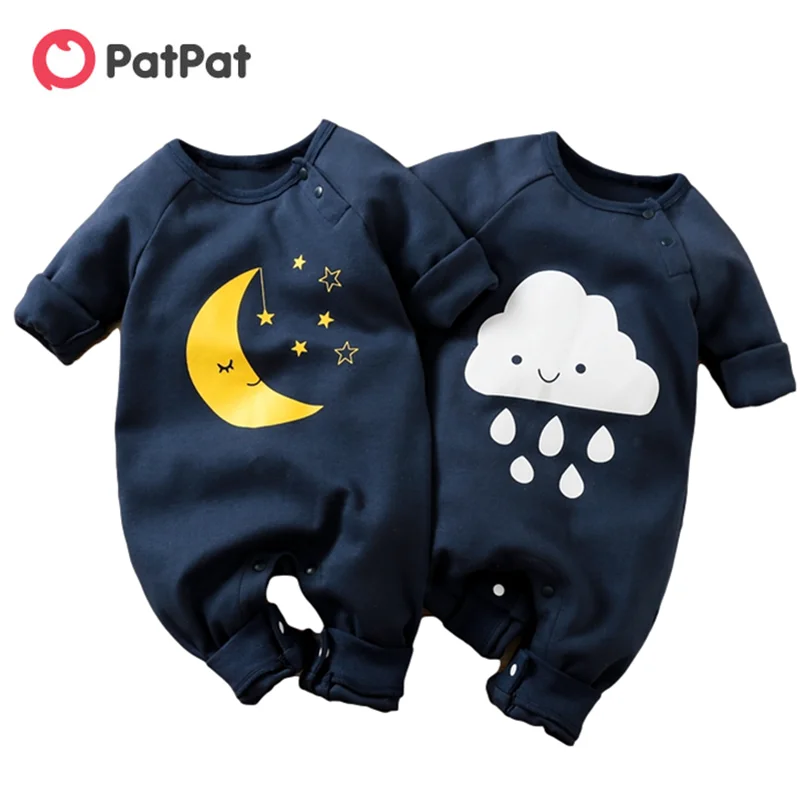 PatPat New Spring and Autumn Baby Moon and Cloud Jumpsuit for Baby Unisex BodySuits Clothes