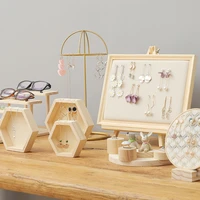 top selling wooden earrings holder jewelry display storage rings bracelet necklace stand jewelry showing props set wholesale