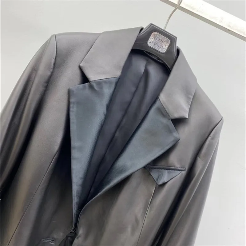 women spring coat genuine leather jacket office female single breasted real sheepskin coats