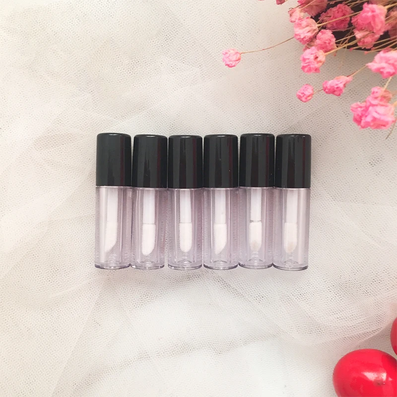 

100pcs Empty Lipgloss Tube Clear with Black Lids Lip Balm Brush Container Refillable Beauty Tool Travel Bottle Containers 0.8ml