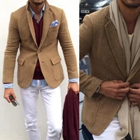 mens suit jacket herringbone tweed wool jacket winter warm short jacket retro slim fit men blazer
