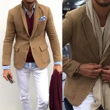 Veste de costume en laine Tweed à chevrons pour homme, vêtement court et chaud, style rétro, coupe cintrée, Blazer, hiver  (4)