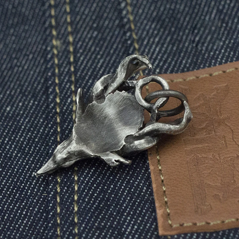 

Apinje Vintage 925 Sterling Silver Skull Pendant Necklace Handmade Demon Domineering Pendant Men Jewelry Necklace