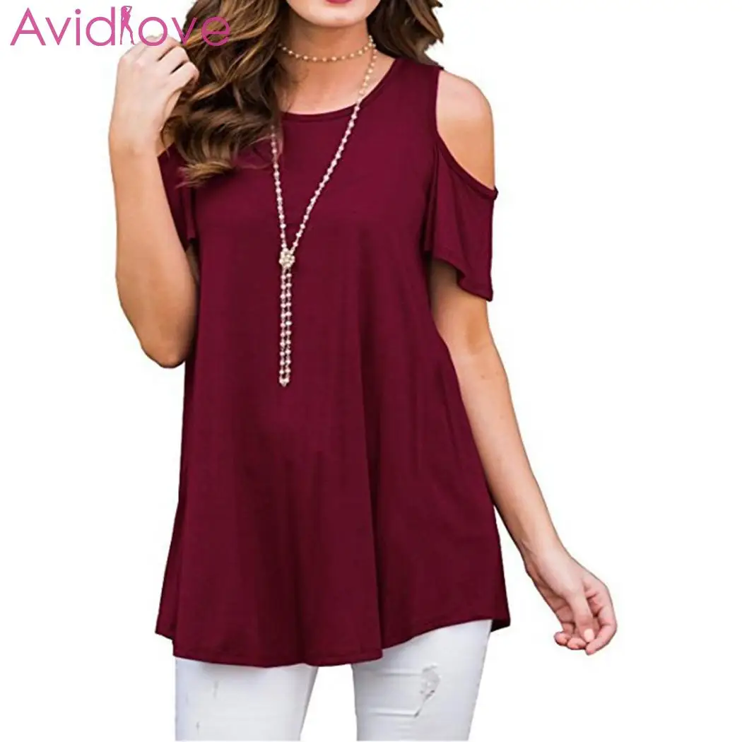 Новая модная женская Повседневная футболка с круглым вырезом и открытыми