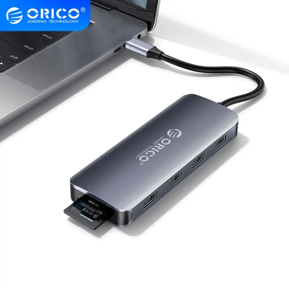 ORICO 11 в 1 док-станция USB C концентратор до USB3.0 совместимому с HDMI PD RJ45 кард-ридер