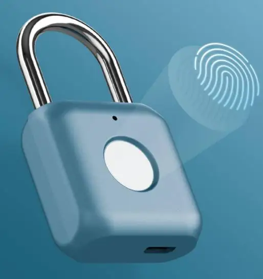 Синий Новейший умный замок висячий замок xiaomi с отпечатком пальца USB Перезаряжаемый дверной замок с отпечатком пальца Умный Замок быстро разблокируется - Цвет: Синий