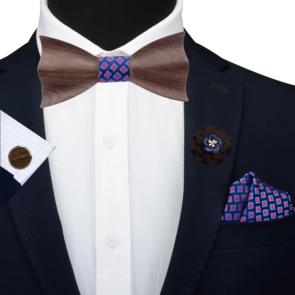 Пейсли 2020 Новый 3D деревянный галстук бабочка набор Шелковый Карманный