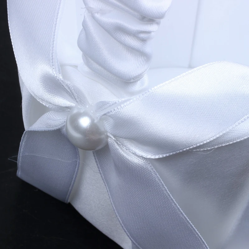 Промо-акция! Белая атласная Свадебная Цветочная корзина с бантом для девочек