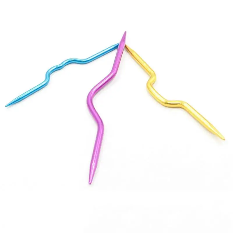 3 шт./лот изогнутые крючки для вязания алюминиевые спицы булавки шарфа свитера