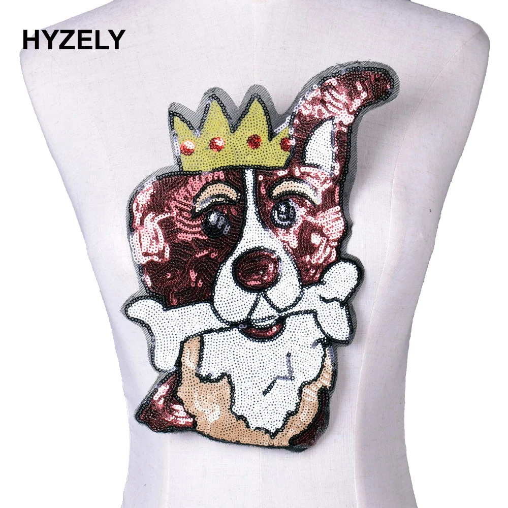 Собака блесток патч пришить стикер для одежды большого размера аппликация