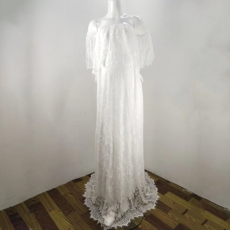 

Sexy Maternity Photography Prop Maternity Dresses For Photo Shoot Lace Maxi Gown Clothes 2020 Off Shoulder Women Pregnancy Dress