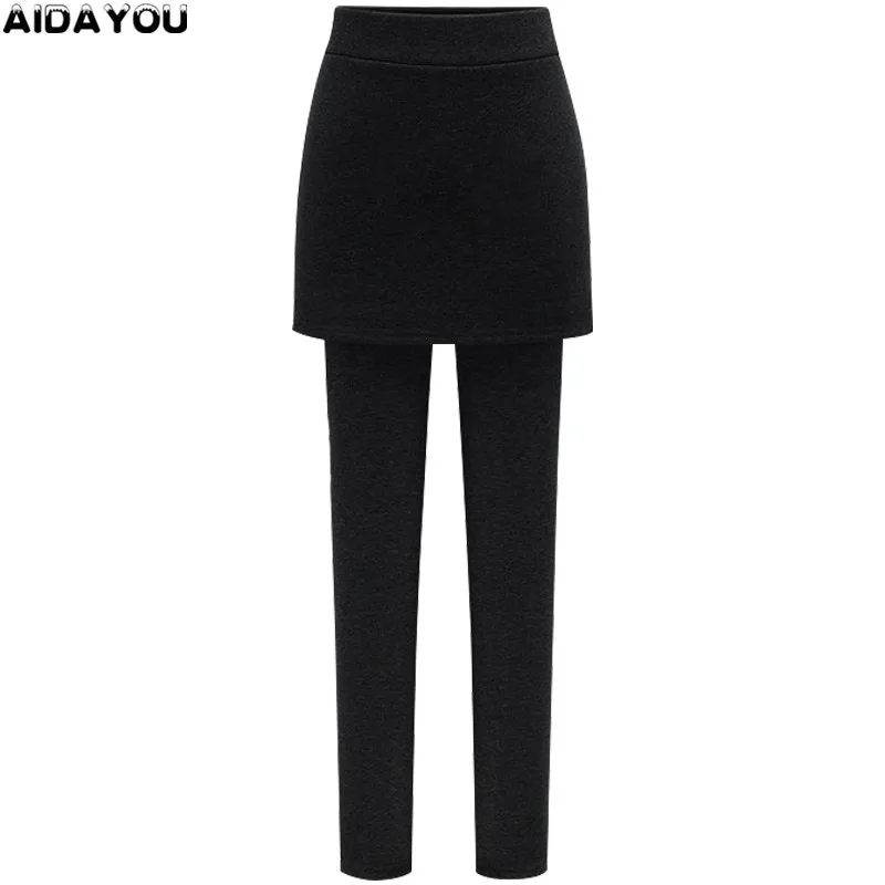 Женская флисовая юбка леггинсы теплые зимние Облегающие юбки размера плюс 4XL 5XL 6XL