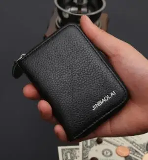 

Men's Leather Mini Zip Wallet ID Card Holder Case Coin Purse Clutch Money Clip