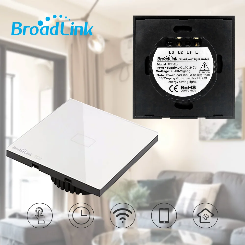 Broadlink TC2 1/2/3 банды ЕС WiFi переключатель настенный сенсорный панельный светильник 433