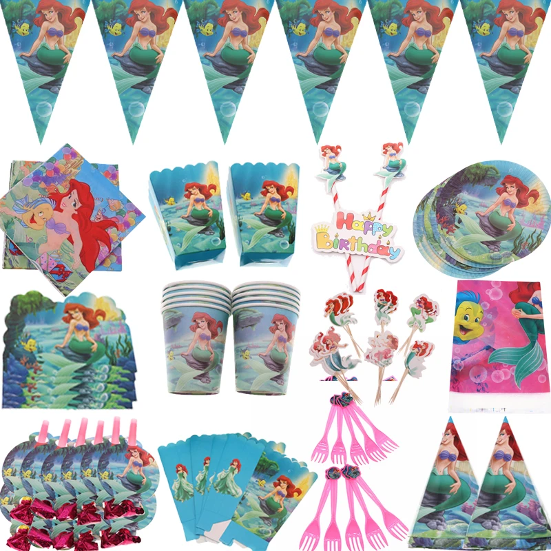 

Одноразовые столовые салфетки для девочек mermслуды Ариэль