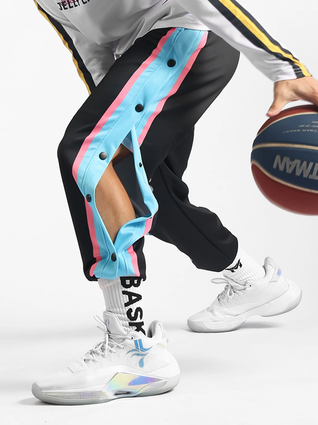 Спортивные штаны для бега мужские баскетбольные тренировочные с открытыми