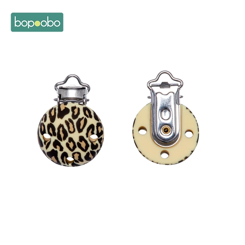 Bopoobo-Pinzas redondas de silicona para chupete, soporte para pezones, Clip para chupete de leopardo, accesorios de cadena de silicona, 20 Uds.-5