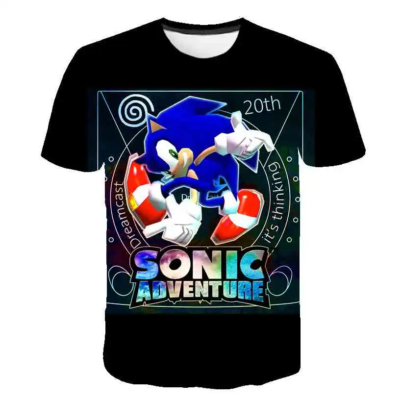

2021 year new style Sonic Japanese Anime T-shirt Cartoon Harajuku Boys Girls Summer Round Neck Shirt 2021 New Short Sleeve Shirt