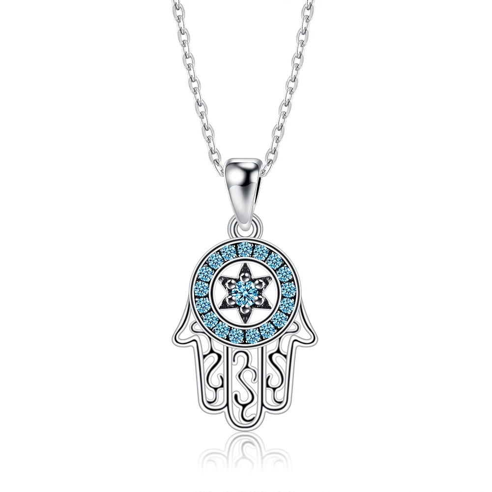 

INALIS Necklace For Women S925 Sterling Silver 5A+ Cubic Zirconia Inlay Magic Handprint Pendent Necklace Birthday Fine Jewelry