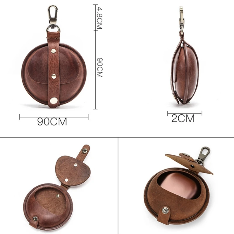 

Wear-resistant Leather Case Portable Protective Cover Pouch with Keychain for S-AMSUNG Galaxy-Buds live Earphones Dropshipping