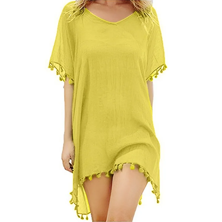 

Summer new style fringed sexy chiffon beach blouse for women
