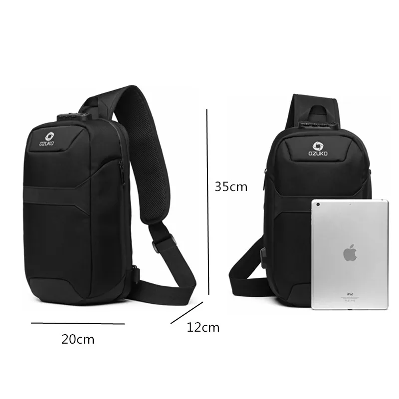 

OZUKO Bag New Crossbody Bag for Men Multifunction Anti-theft Shoulder Messenger Bags Male Waterproof Short Trip Chest Bag Pack