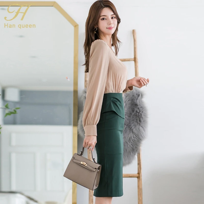 Женское облегающее платье H Han Queen элегантное платье-карандаш контрастных цветов