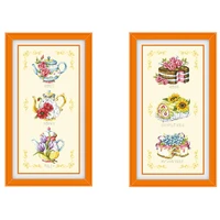 teapot cake cross stitch kit flower package aida 18ct 14ct light yellow canvas fabric embroidery diy handmade needlework