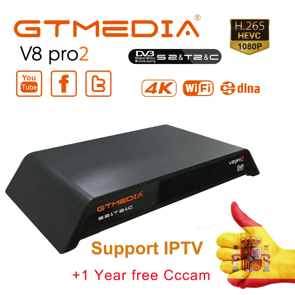 GTMedia V8 Pro2 DVB-T2/S2/Cable/S2X спутниковый ресивер H.265 Встроенный 2,4G wifi с 1 год Европа CCcam бесплатно за рубежом IP tv box