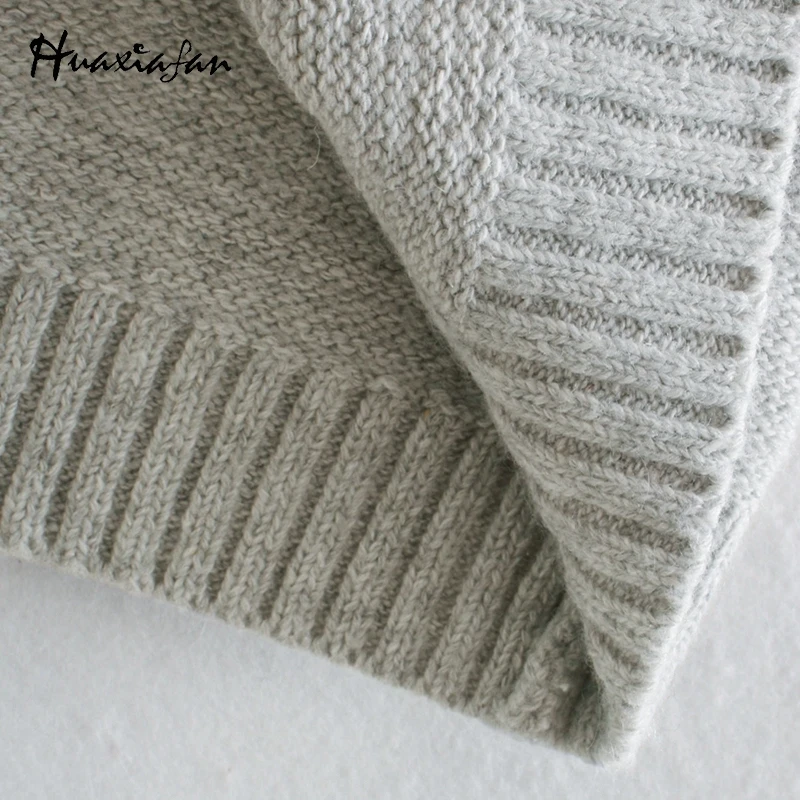 

Huaxiafan Solid Vest Sweaters Women Grey Sleeveless Winter Elegant Ladies Knitted Tops Plus Size Knitwear Female 2021 Spring New