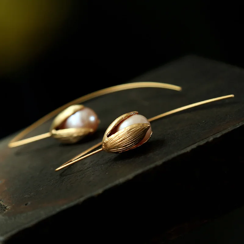 

Pearl Earrings Fashion Handmade Frashwater Pearl Drop Earrings For Women Gift Flower Luxury Fine Jewelry