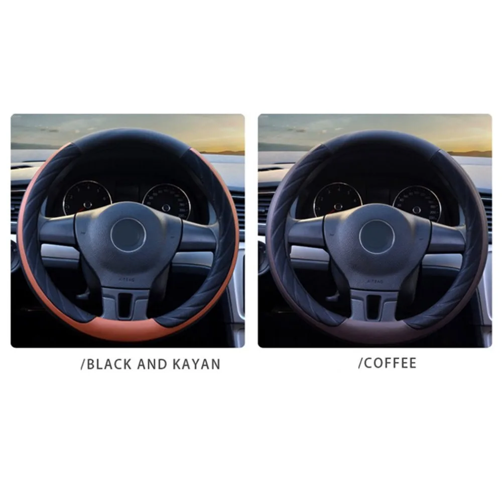 

38cm Universal Auto Car Leather Steering Wheel Cover Interior Accessories Car Covers Skidproof Holder Protector ML28