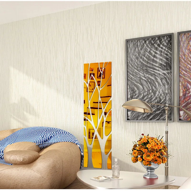 Наклейки 3D в виде зеркала дерева украшение для гостиной водостойкие акриловые