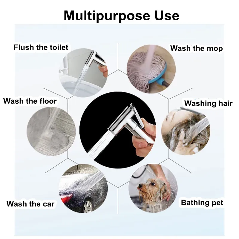 

Bathroom Brass Chromed Bidet Sprayer Shower Head Toilet Handheld Shattaf Flush Washing Gun Floor Pet Diaper Closestool Cleaning