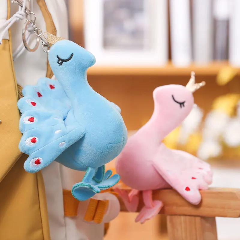 

New cute Auspicious peacock plush toy creative cute bag keychain pendant pretty doll fashione birthday christmase sweet gift